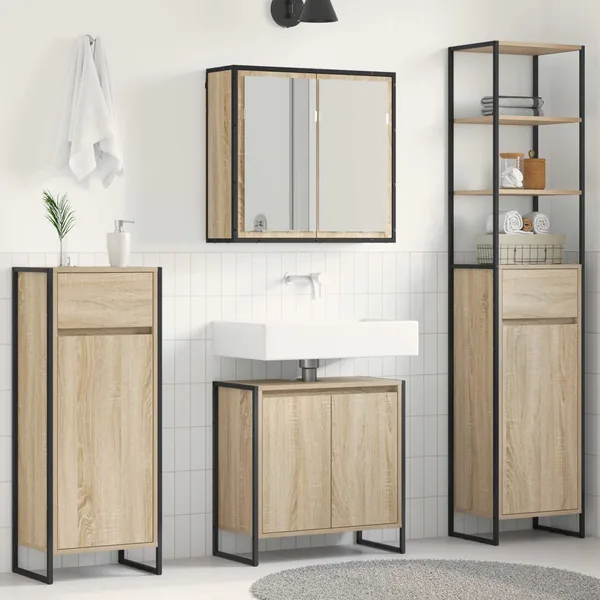 Ensemble de mobilier de salle de bain avec tiroir Chêne Sonoma
