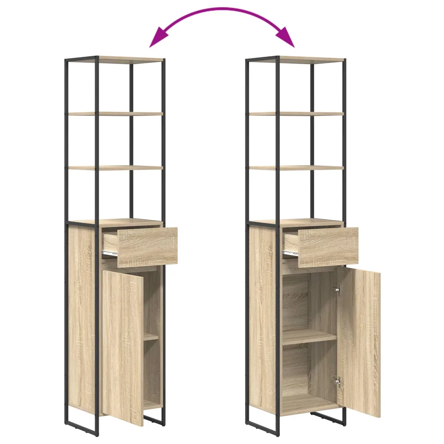 Ensemble de mobilier de salle de bain avec tiroir Chêne Sonoma - 16
