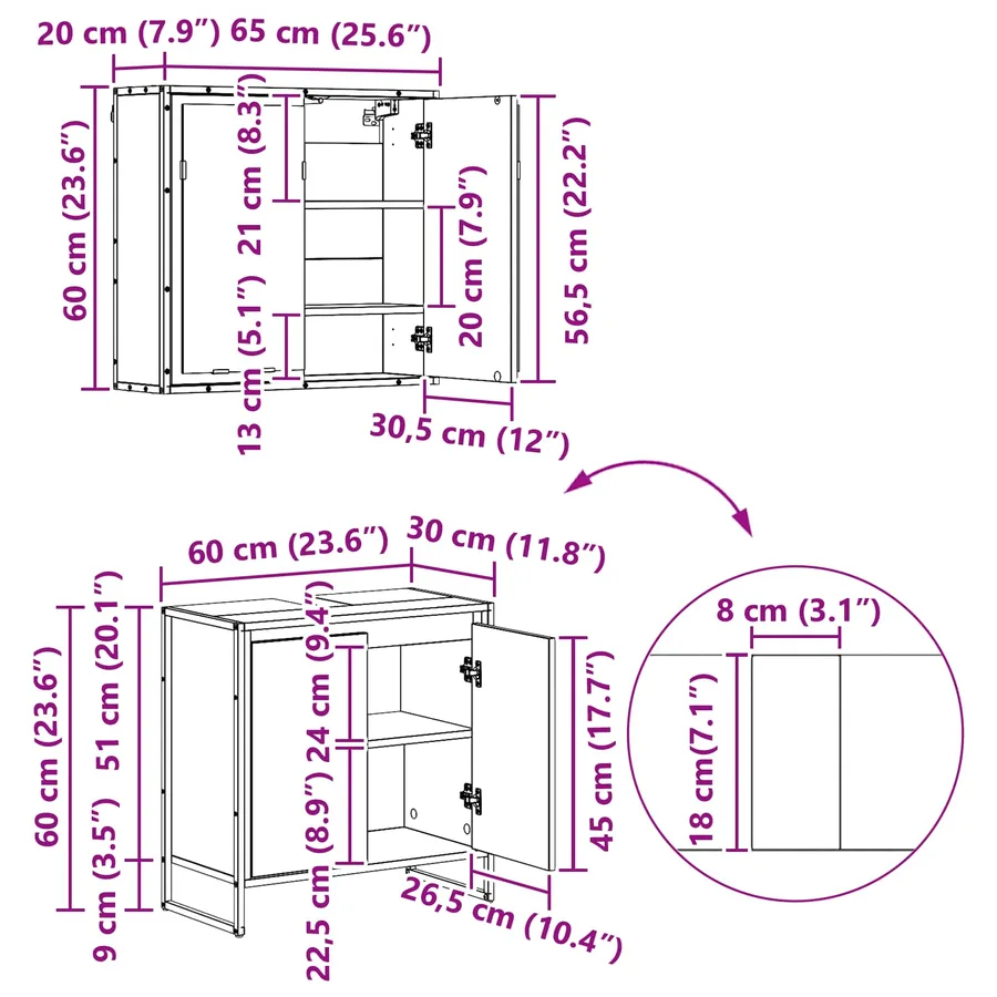 Ensemble de mobilier de salle de bain avec tiroir Chêne Sonoma - 18