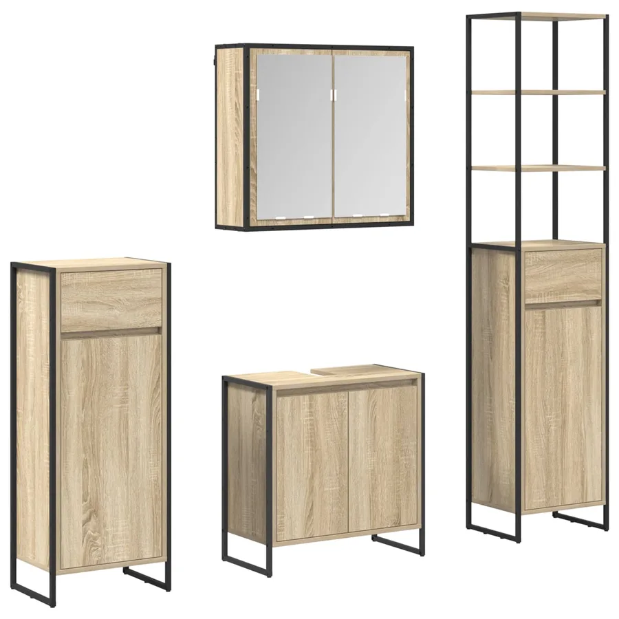Ensemble de mobilier de salle de bain avec tiroir Chêne Sonoma - 2