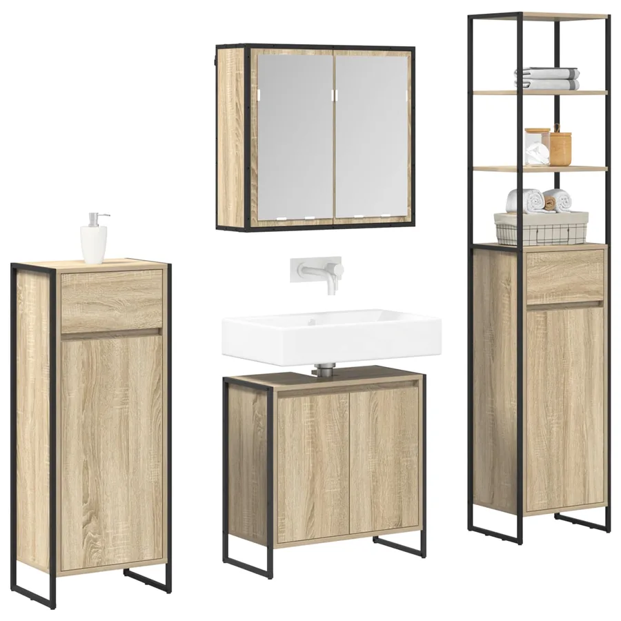 Ensemble de mobilier de salle de bain avec tiroir Chêne Sonoma - 3