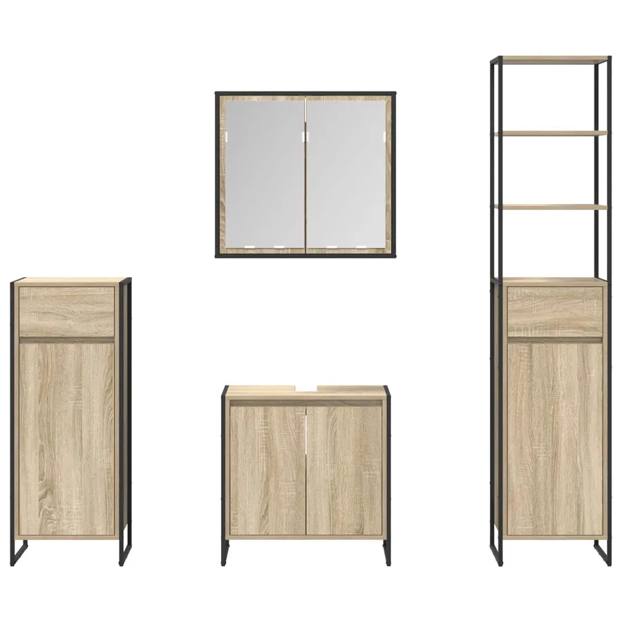 Ensemble de mobilier de salle de bain avec tiroir Chêne Sonoma - 9