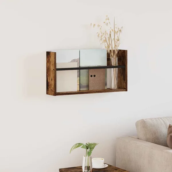 Étagère à magazines avec étagère Chêne fumé 60 x 12 x 30 cm