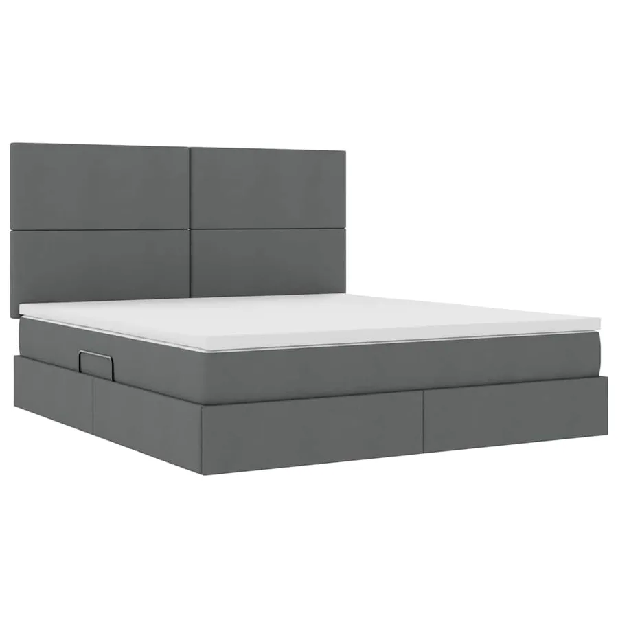 Lit de rangement LED avec matelas Gris foncé 180 x 200 cm Tissu - 6