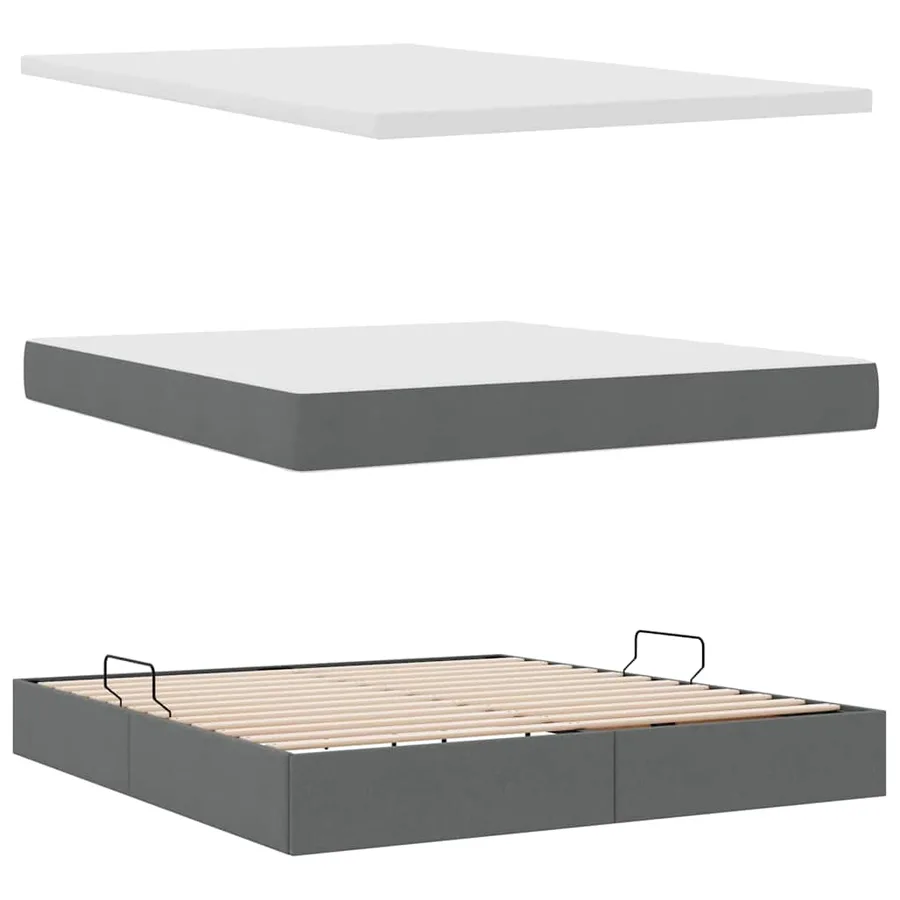 Lit de rangement LED avec matelas Gris foncé 180 x 200 cm Tissu - 9
