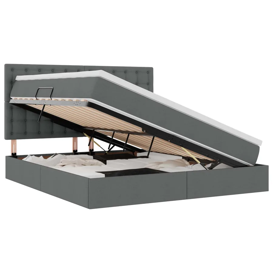 Lit de rangement LED avec matelas Gris foncé 180 x 200 cm Tissu - 2