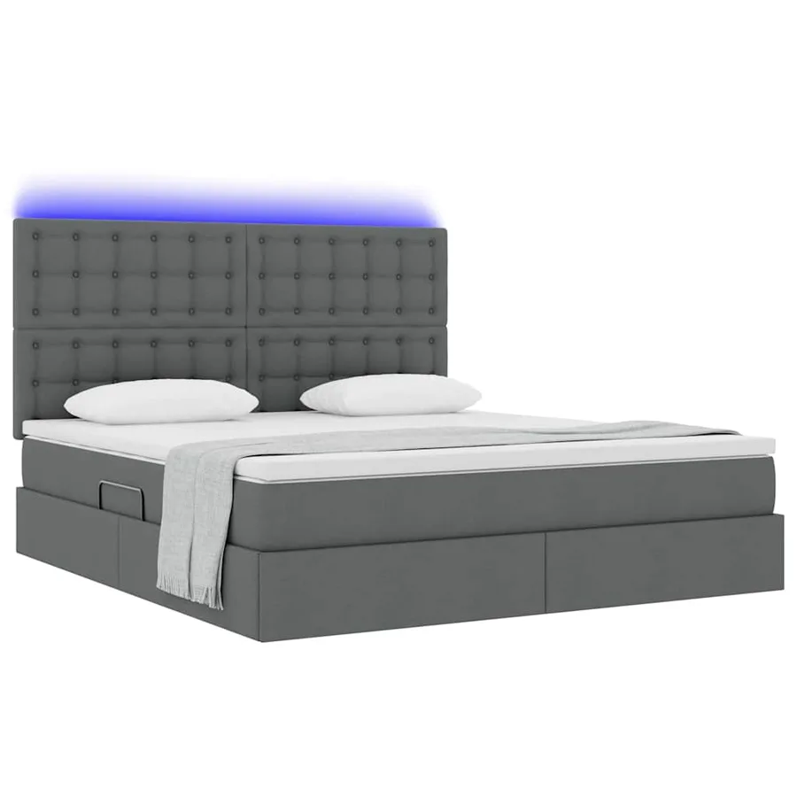 Lit de rangement LED avec matelas Gris foncé 180 x 200 cm Tissu - 3