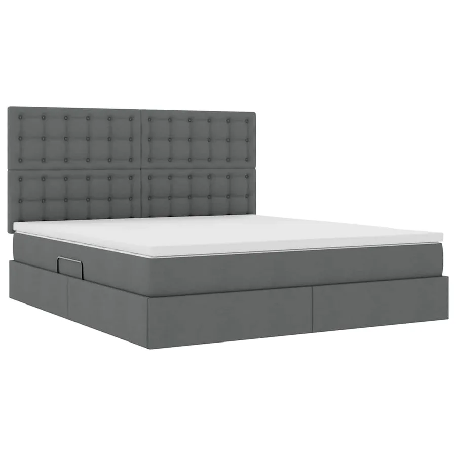 Lit de rangement LED avec matelas Gris foncé 180 x 200 cm Tissu - 6