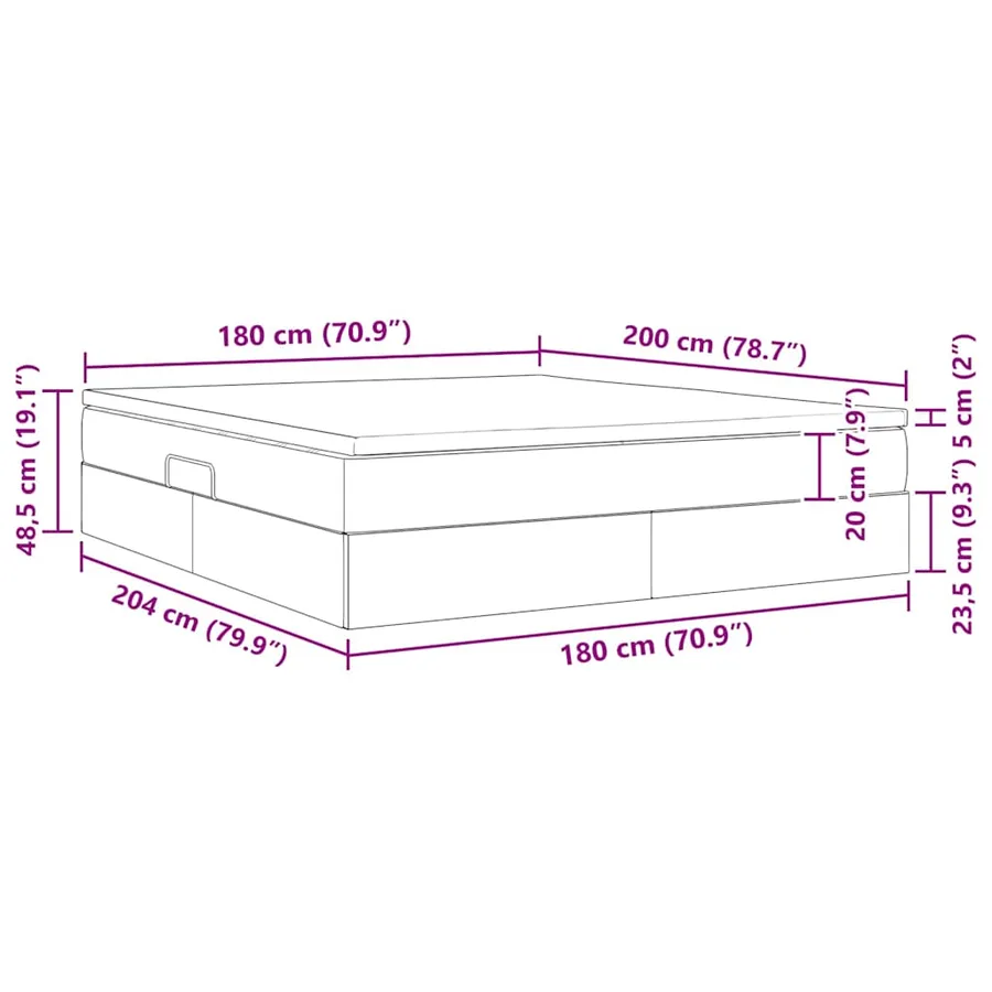 Lit avec rangement et matelas Noir 180 x 200 cm Simili cuir - 13