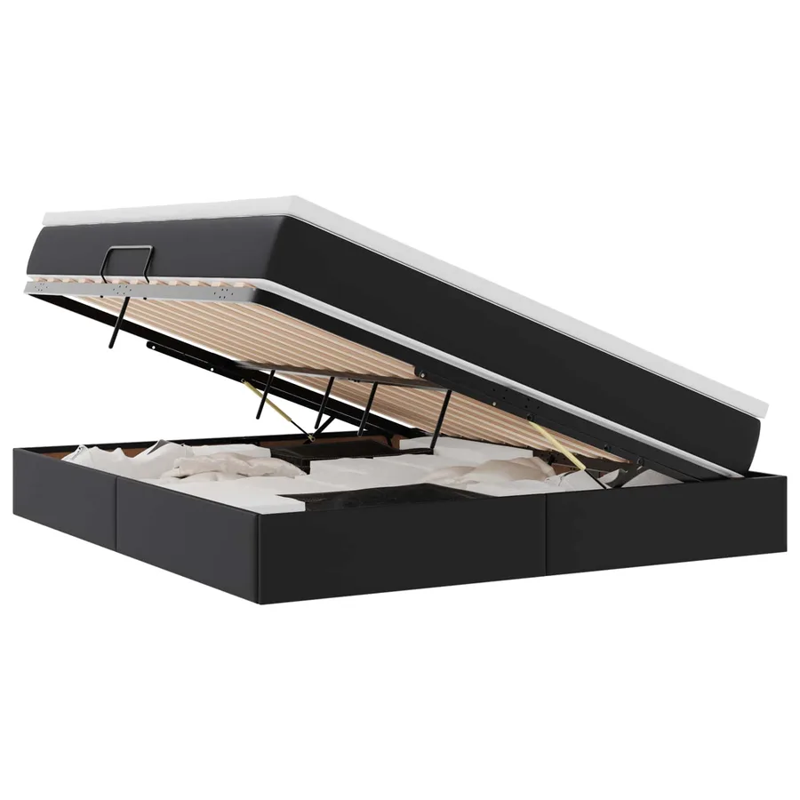 Lit avec rangement et matelas Noir 180 x 200 cm Simili cuir - 2