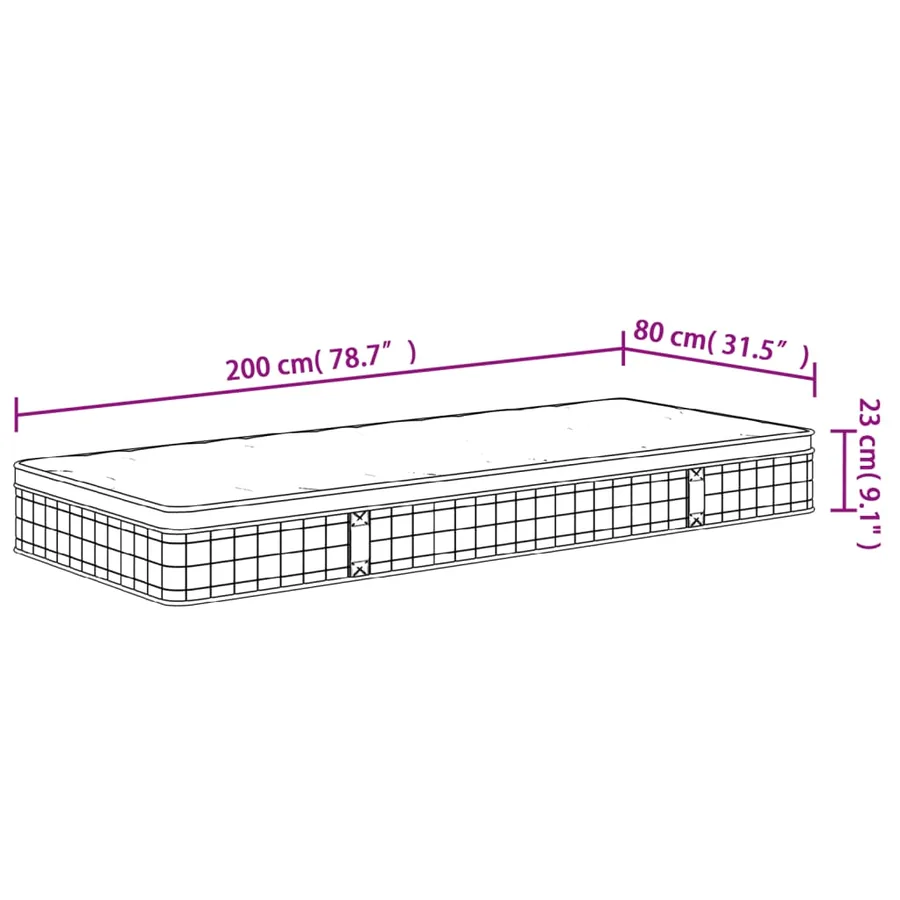 Matelas à ressorts Bonnell Moyen 80 x 200 cm Blanc - 8