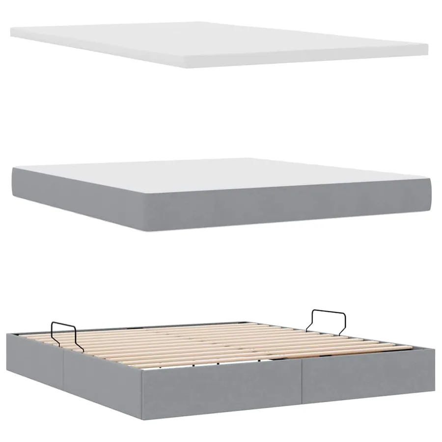 Lit de rangement LED avec matelas Gris clair 180 x 200 cm Tissu - 9