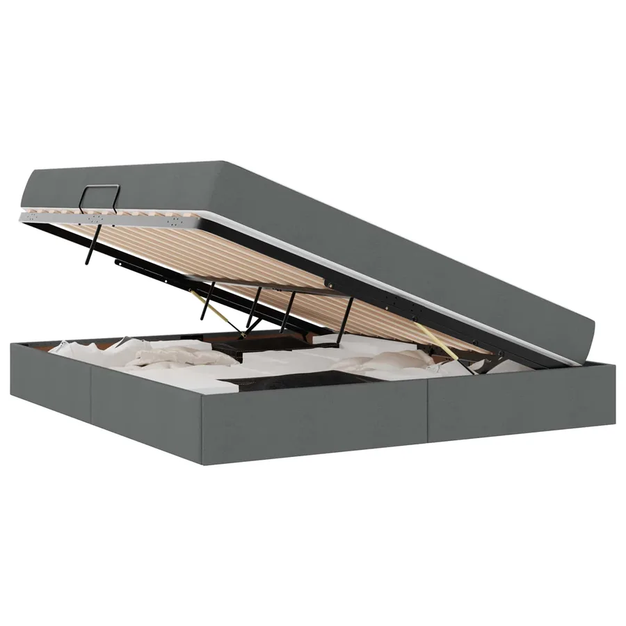 Lit avec rangement et matelas Gris foncé 180 x 200 cm Polyester - 2