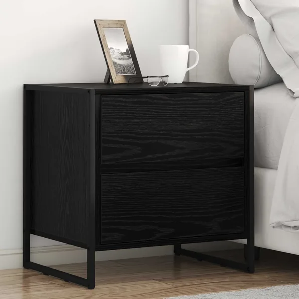 Table de chevet avec tiroir 2 pcs Chêne noir 50 x 39,5 x 50 cm