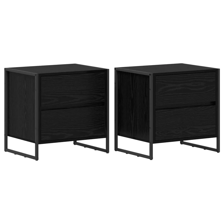 Table de chevet avec tiroir 2 pcs Chêne noir 50 x 39,5 x 50 cm - 2