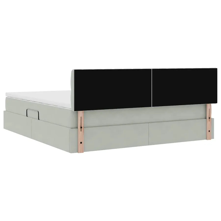 Lit de Rangement avec matelas Gris clair 180 x 200 cm Velours - 11