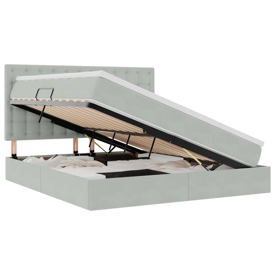Lit de rangement LED avec matelas Gris clair 180 x 200 cm - 2