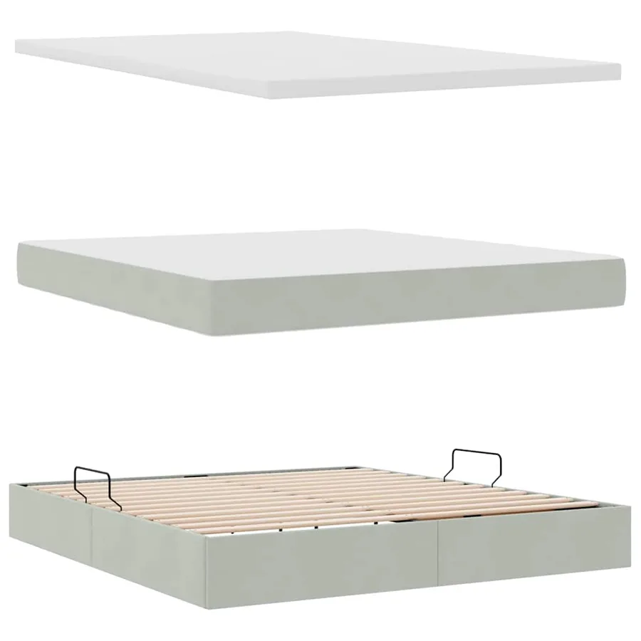 Lit de rangement LED avec matelas Gris clair 180 x 200 cm - 9