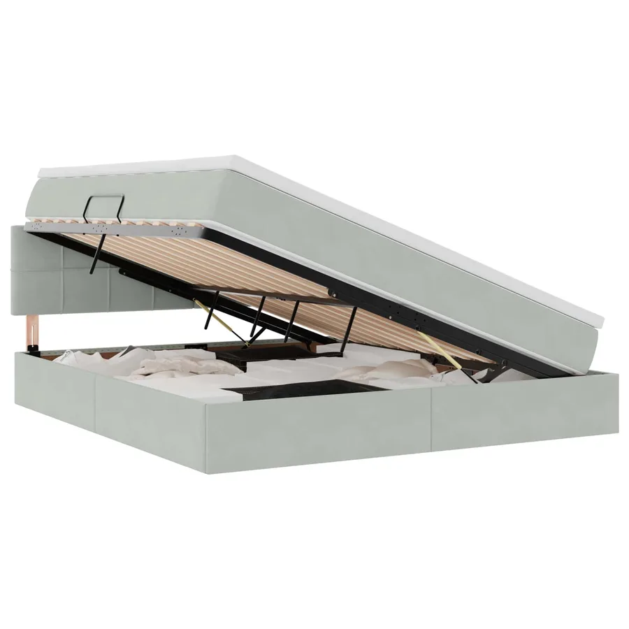 Lit de rangement LED avec matelas Gris clair 180 x 200 cm - 2