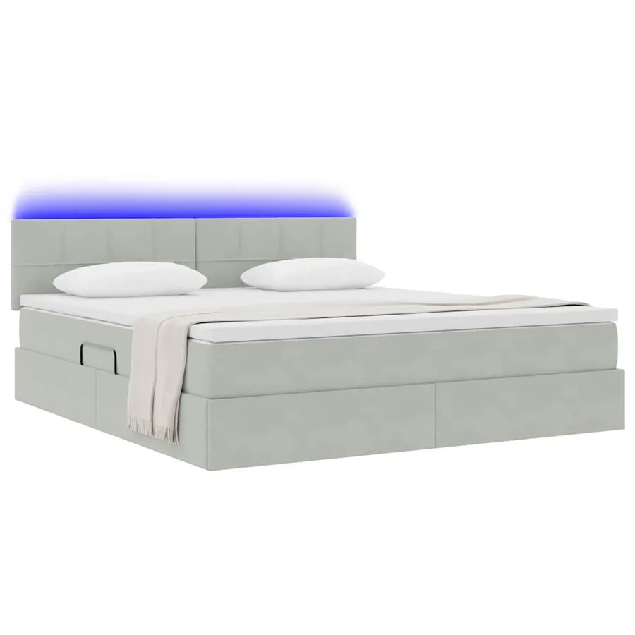 Lit de rangement LED avec matelas Gris clair 180 x 200 cm - 3