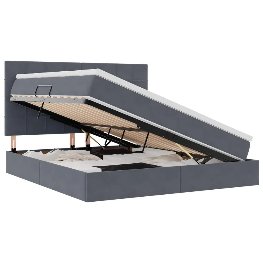 Lit de rangement LED avec matelas Gris foncé 180 x 200 cm - 2