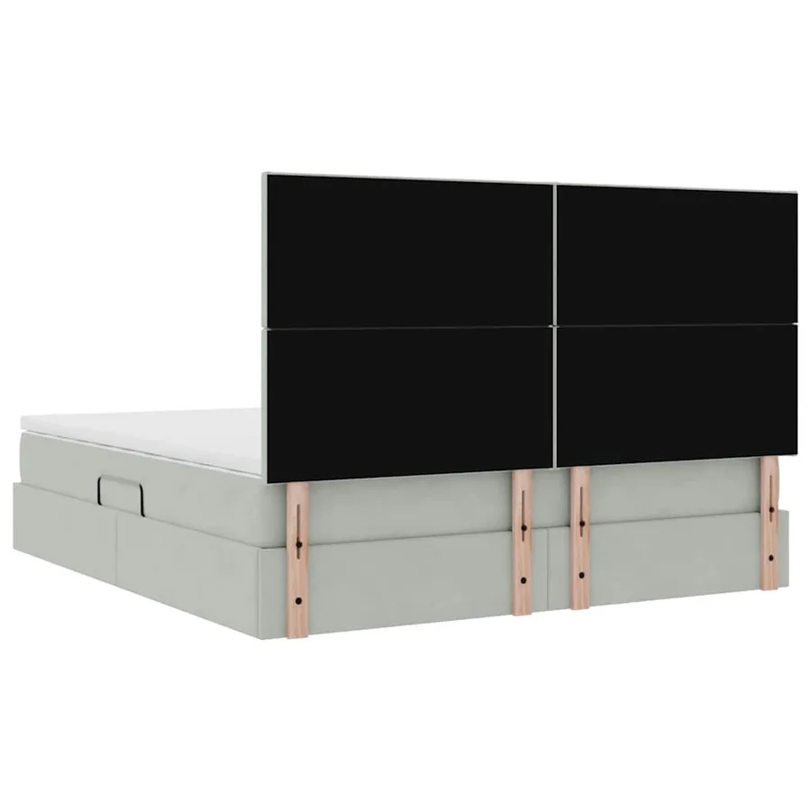 Lit avec rangement et matelas Gris clair 180 x 200 cm Velours - 11