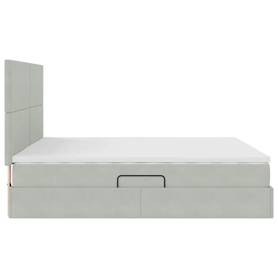 Lit avec rangement et matelas Gris clair 180 x 200 cm Velours - 8