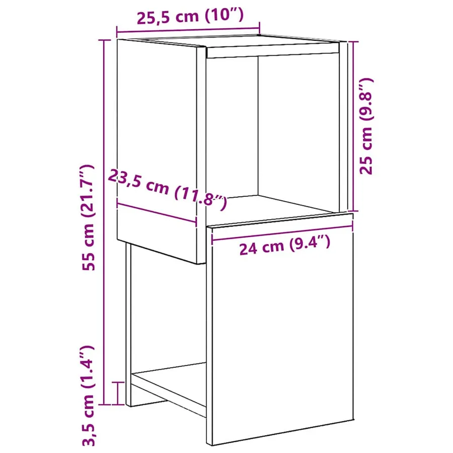 Meuble d'angle Gris Sonoma 25,5x25x55cm Bois d'ingénierie - 10