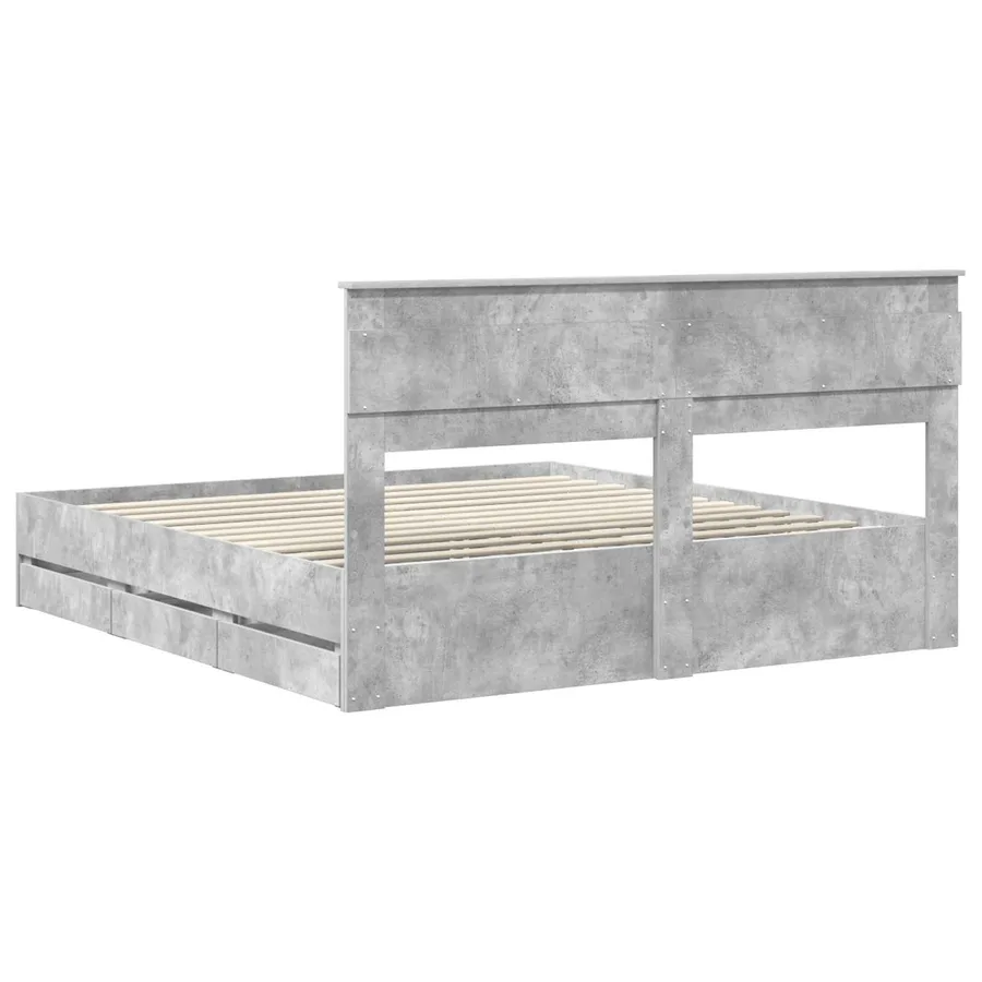 Cadre de lit Gris béton 180 x 200 cm Bois Ingénierie - 10