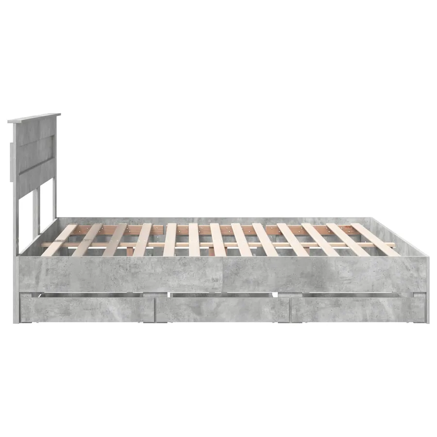 Cadre de lit Gris béton 180 x 200 cm Bois Ingénierie - 9