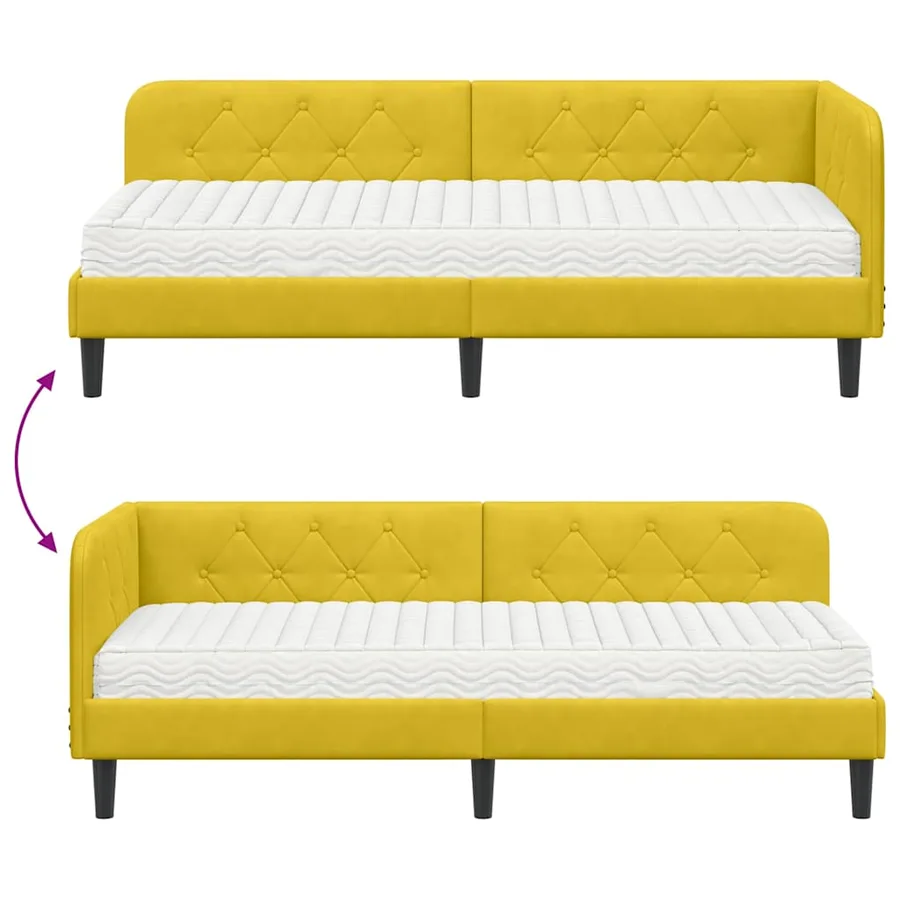 Cadre de lit d'angle Jaune 80 x 200 cm Velours - 12