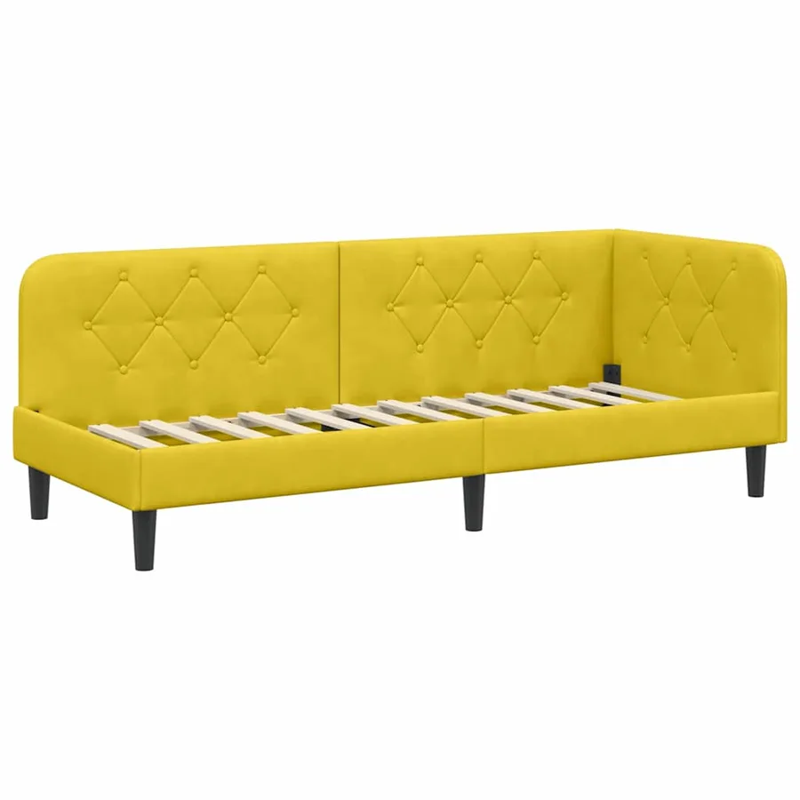 Cadre de lit d'angle Jaune 80 x 200 cm Velours - 6