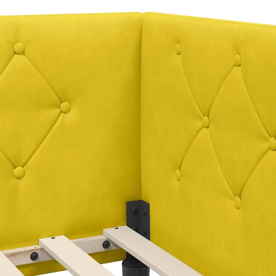 Cadre de lit d'angle Jaune 80 x 200 cm Velours - 8