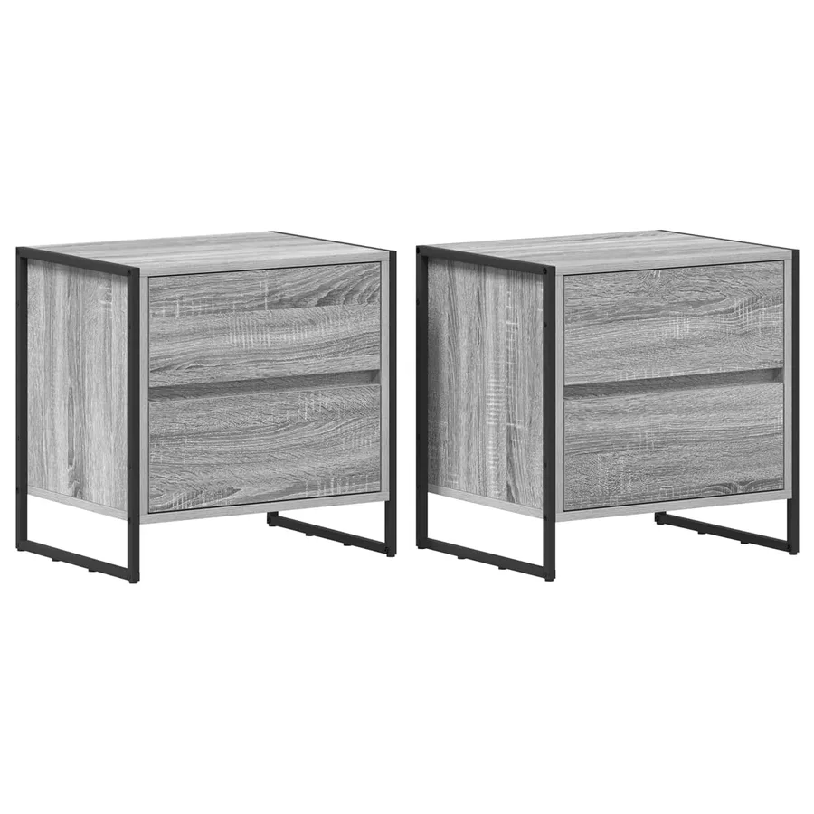 Table de chevet avec tiroir 2 pcs Gris Sonoma 50 x 39,5 x 50 cm - 2