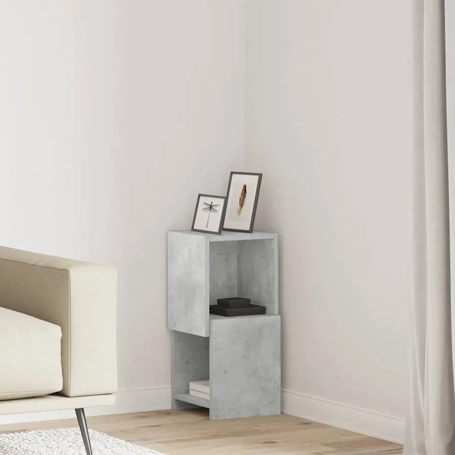 Meuble d'angle Gris béton 25,5x25x55cm Bois d'ingénierie