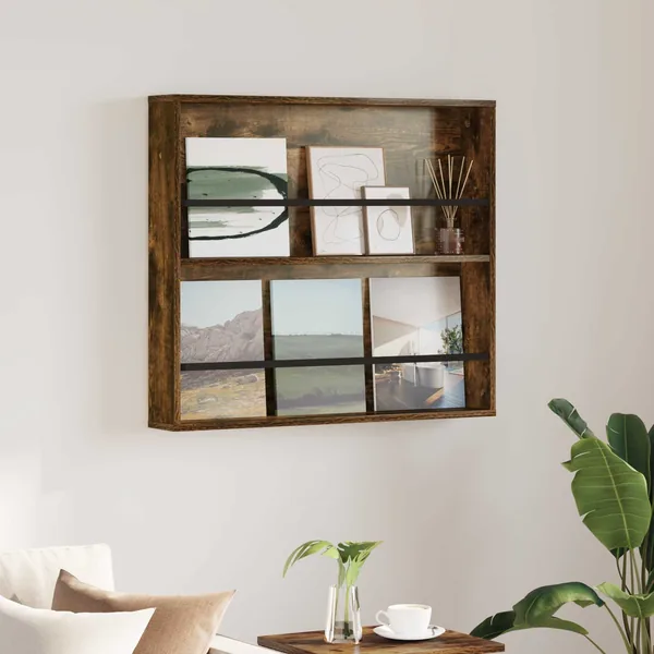 Étagère à magazines avec étagère Chêne fumé 80 x 12 x 70 cm