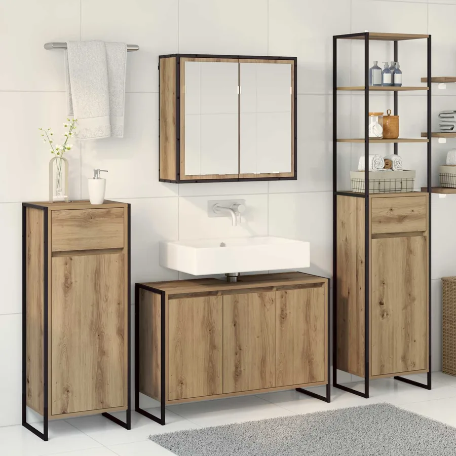 Ensemble de mobilier de salle de bain 4 pc Chêne artisanal - 4