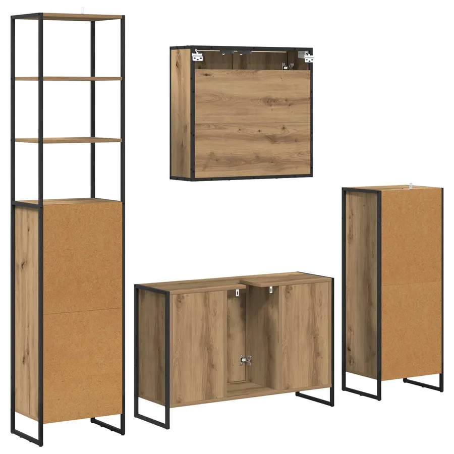 Ensemble de mobilier de salle de bain 4 pc Chêne artisanal - 8
