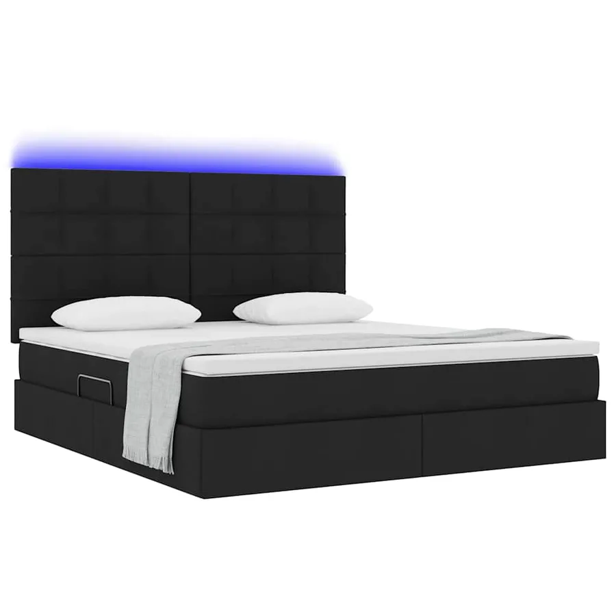 Lit de rangement LED avec matelas Noir 180 x 200 cm Tissu - 3