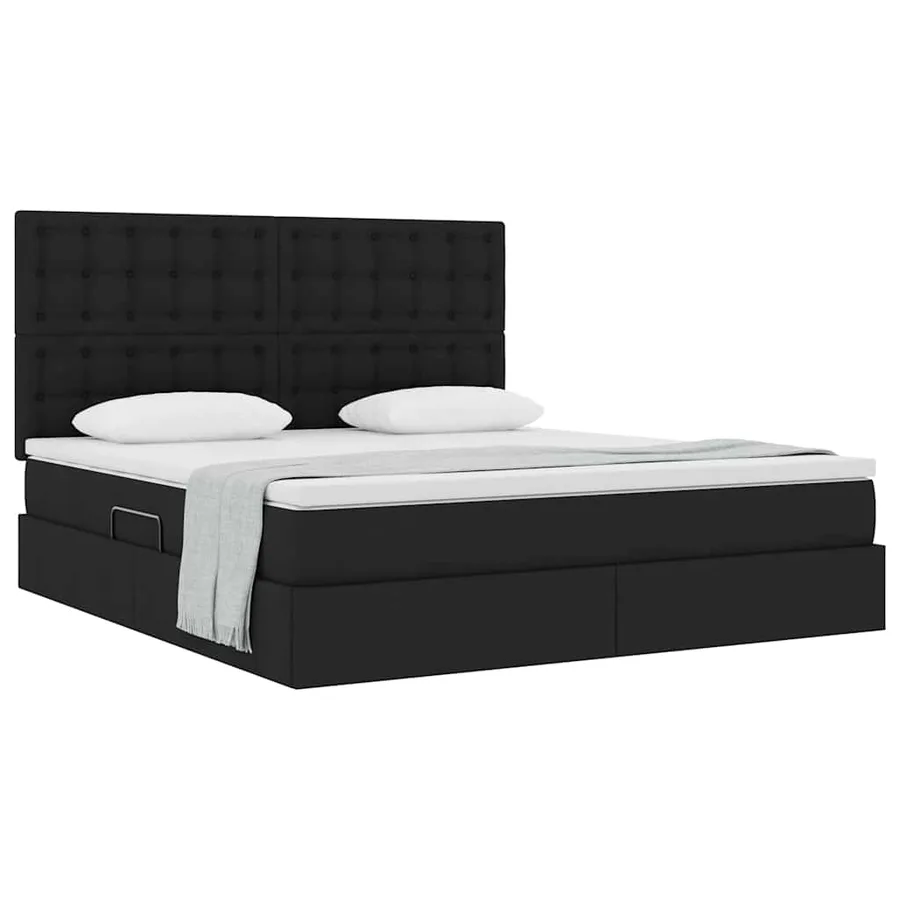 Lit avec rangement et matelas Noir 180 x 200 cm tissu - 3