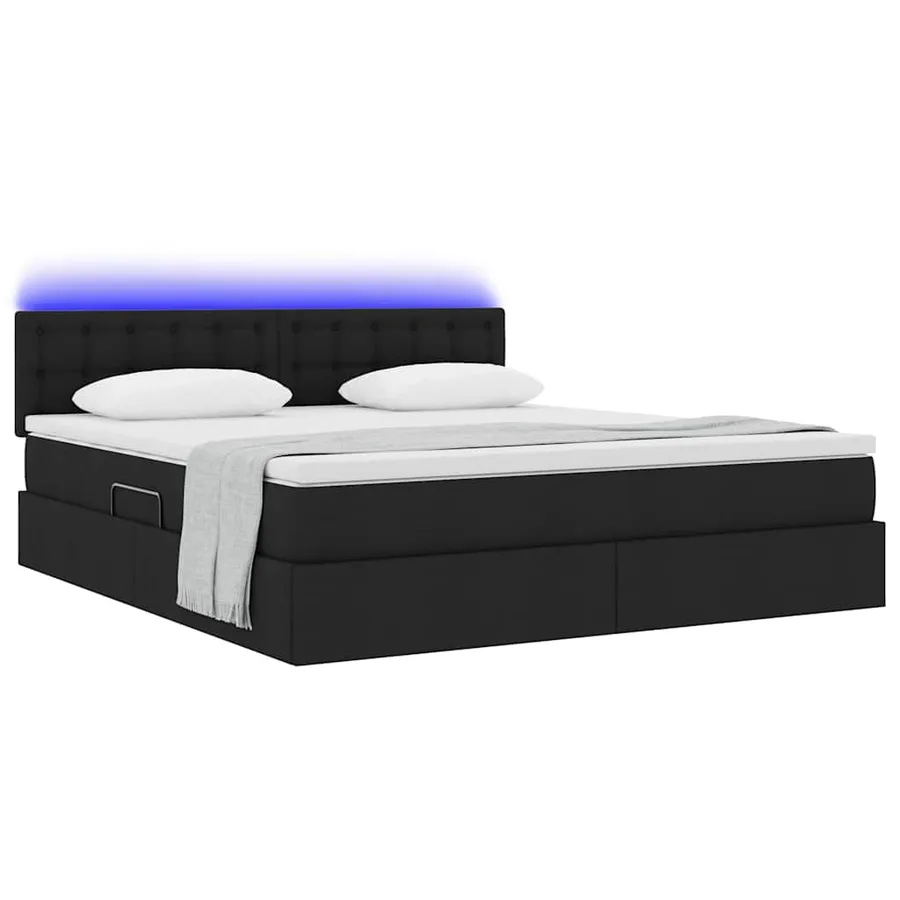 Lit de rangement LED avec matelas Noir 180 x 200 cm Tissu - 3