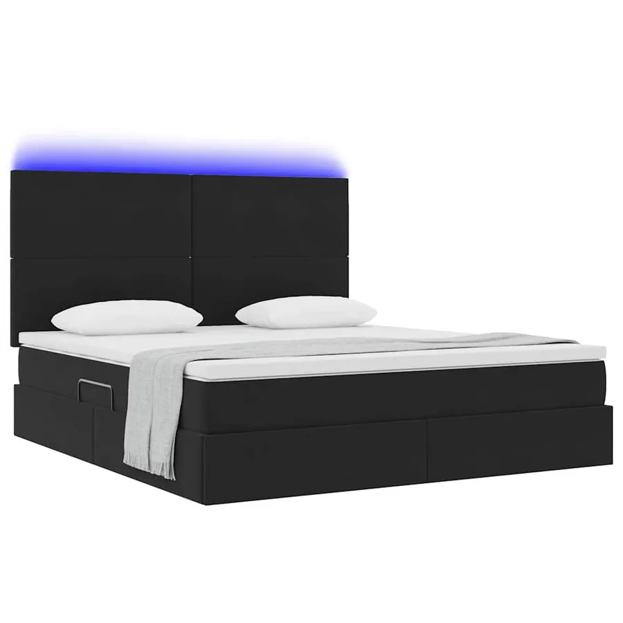 Lit de rangement LED avec matelas Noir 180 x 200 cm Velours - 3