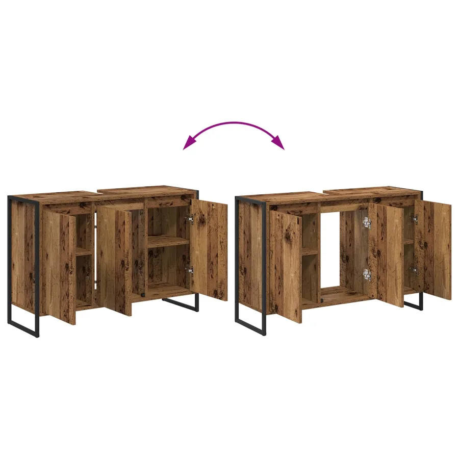 Cabinet de salle de bain avec porte Bois Ancien 90 x 30 x 60 cm - 13