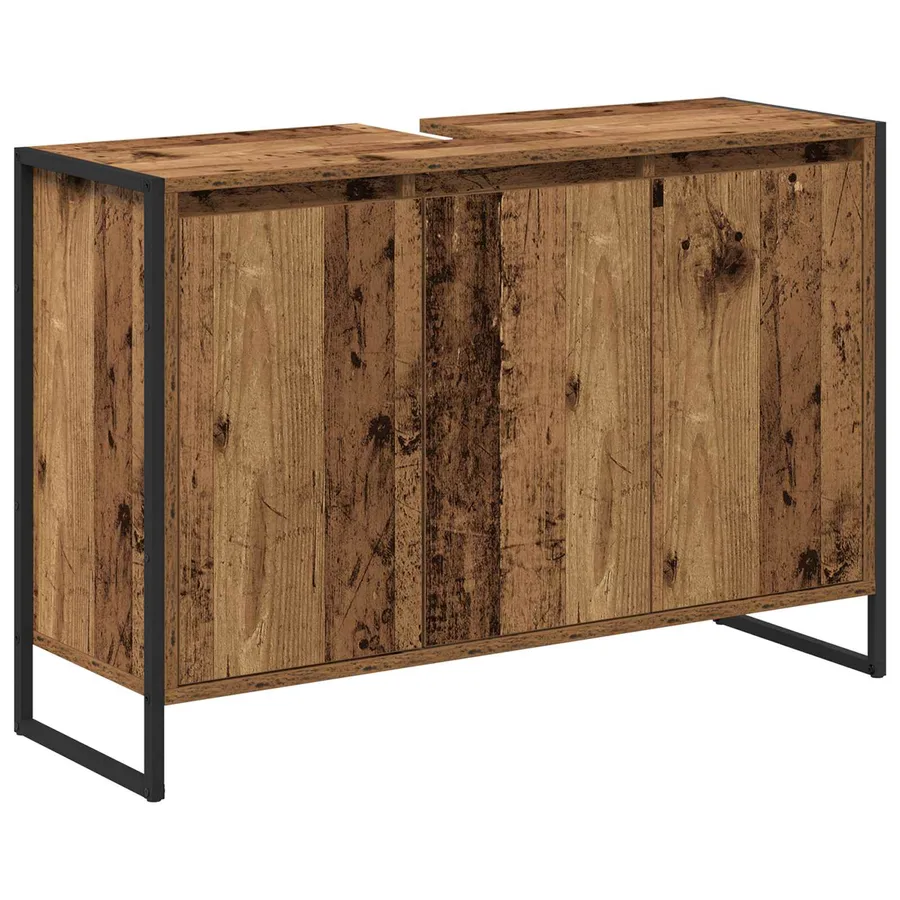 Cabinet de salle de bain avec porte Bois Ancien 90 x 30 x 60 cm - 2