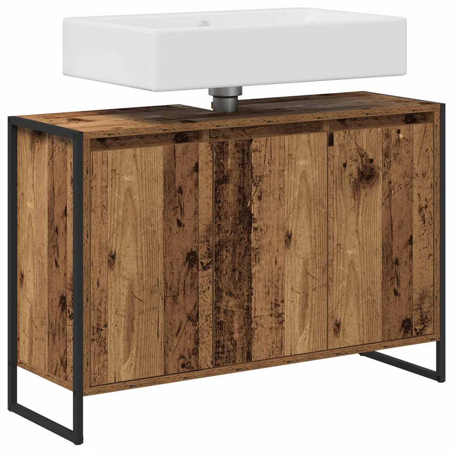 Cabinet de salle de bain avec porte Bois Ancien 90 x 30 x 60 cm - 3