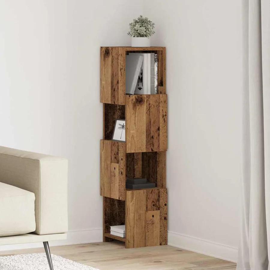 Meuble d'angle Bois ancien 25,5x25x102cm Bois d'ingénierie