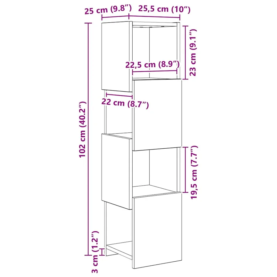Meuble d'angle 25,5x25x102cm Bois d'ingénierie - 8