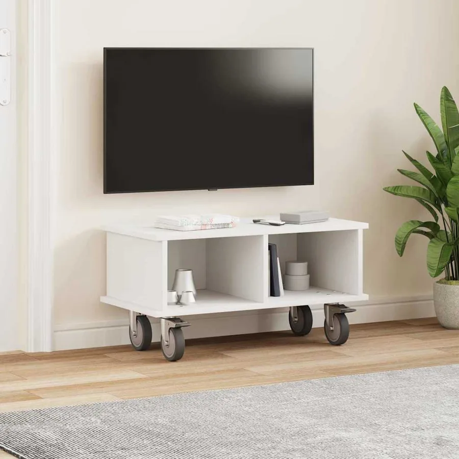 Meuble TV Blanc 68,5 x 35 x 35 cm Bois d'ingénierie - 4