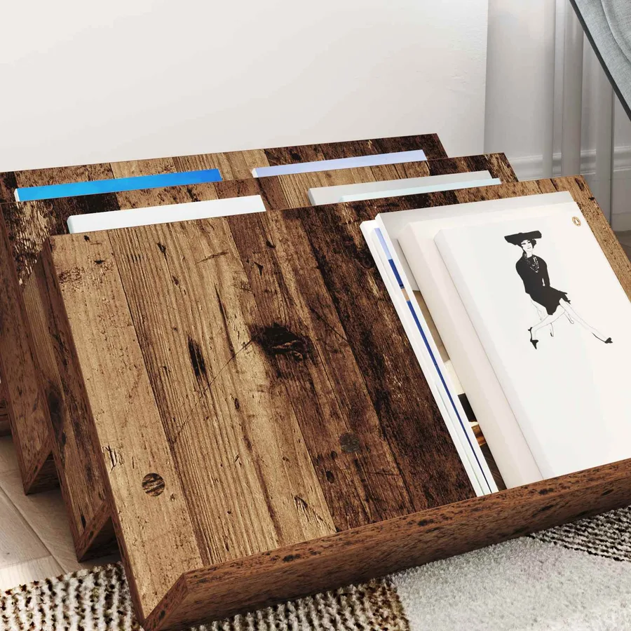 Étagère à magazines avec étagère Bois ancien 65 x 53 x 28,5 cm - 4