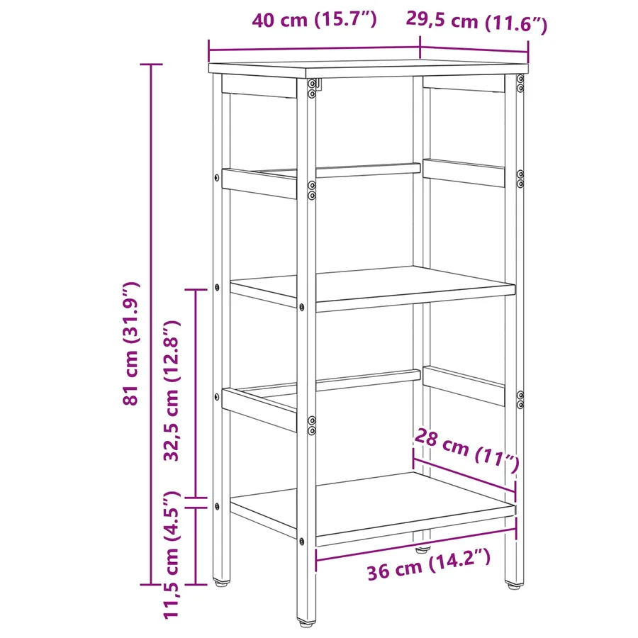 Étagère Chêne fumé 40 x 29,5 x 81 cm Bois d'ingénierie - 11